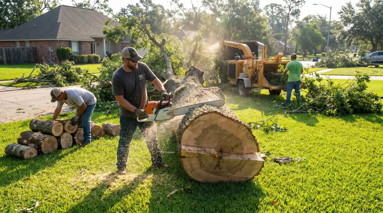 Storm-downed water oak removal in East Baton Rouge Parish
